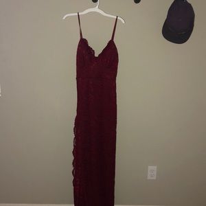 Red formal lace dress